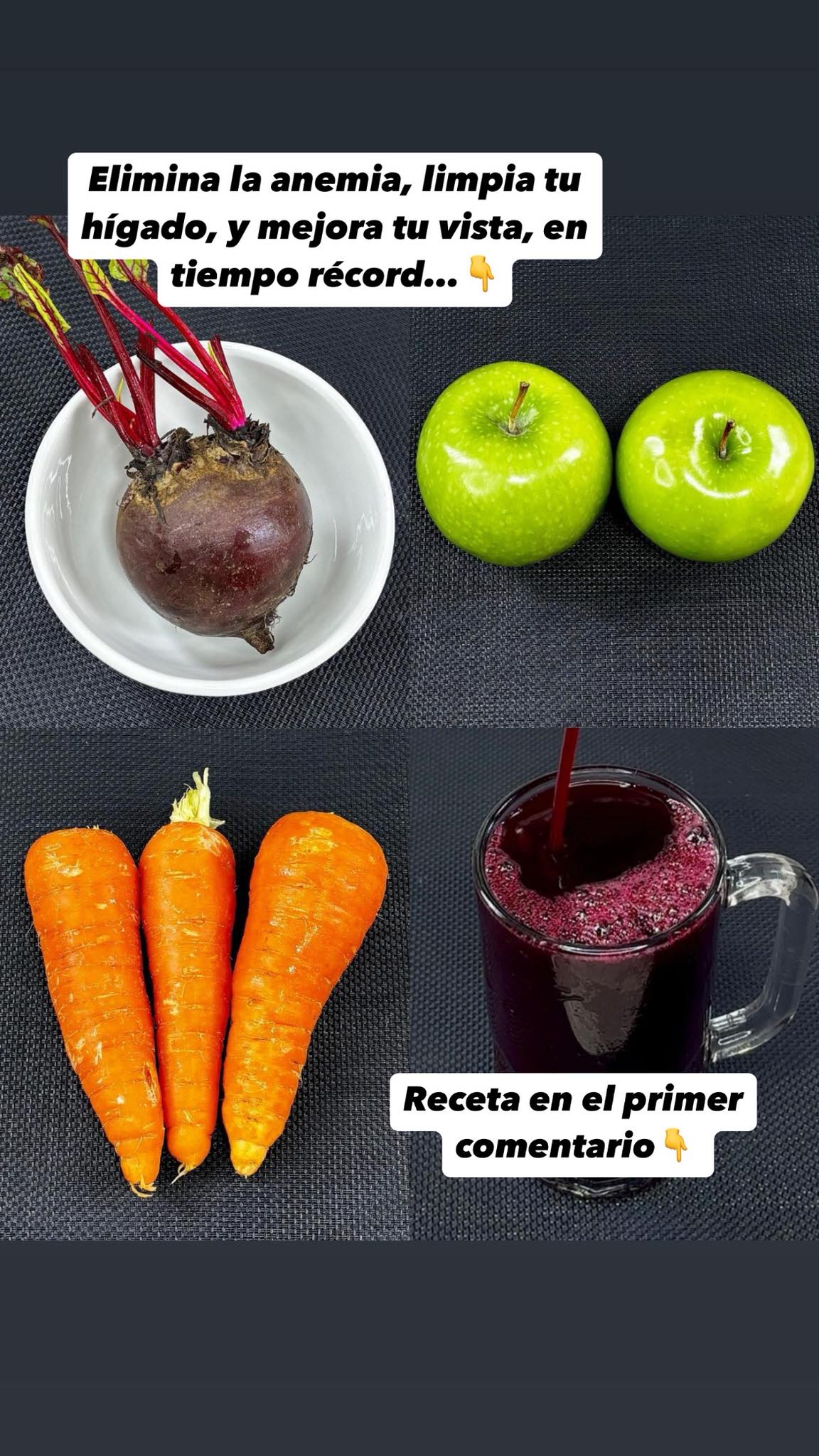 Ingredientes del batido: remolacha, manzanas y zanahorias