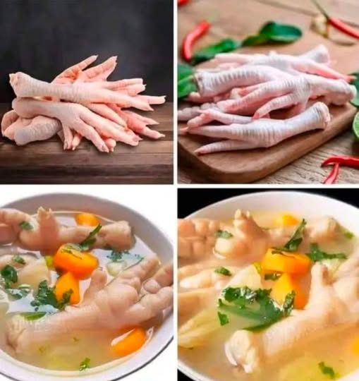 Proceso culinario de patas de pollo