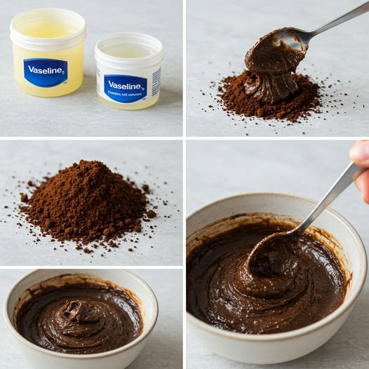 Proceso de creación de un exfoliante casero con vaselina y café