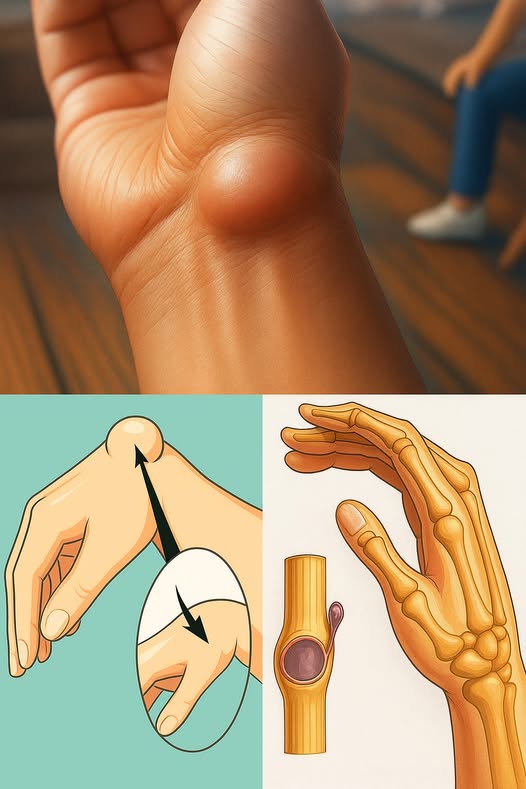 Representación médica de un quiste ganglionar en la muñeca