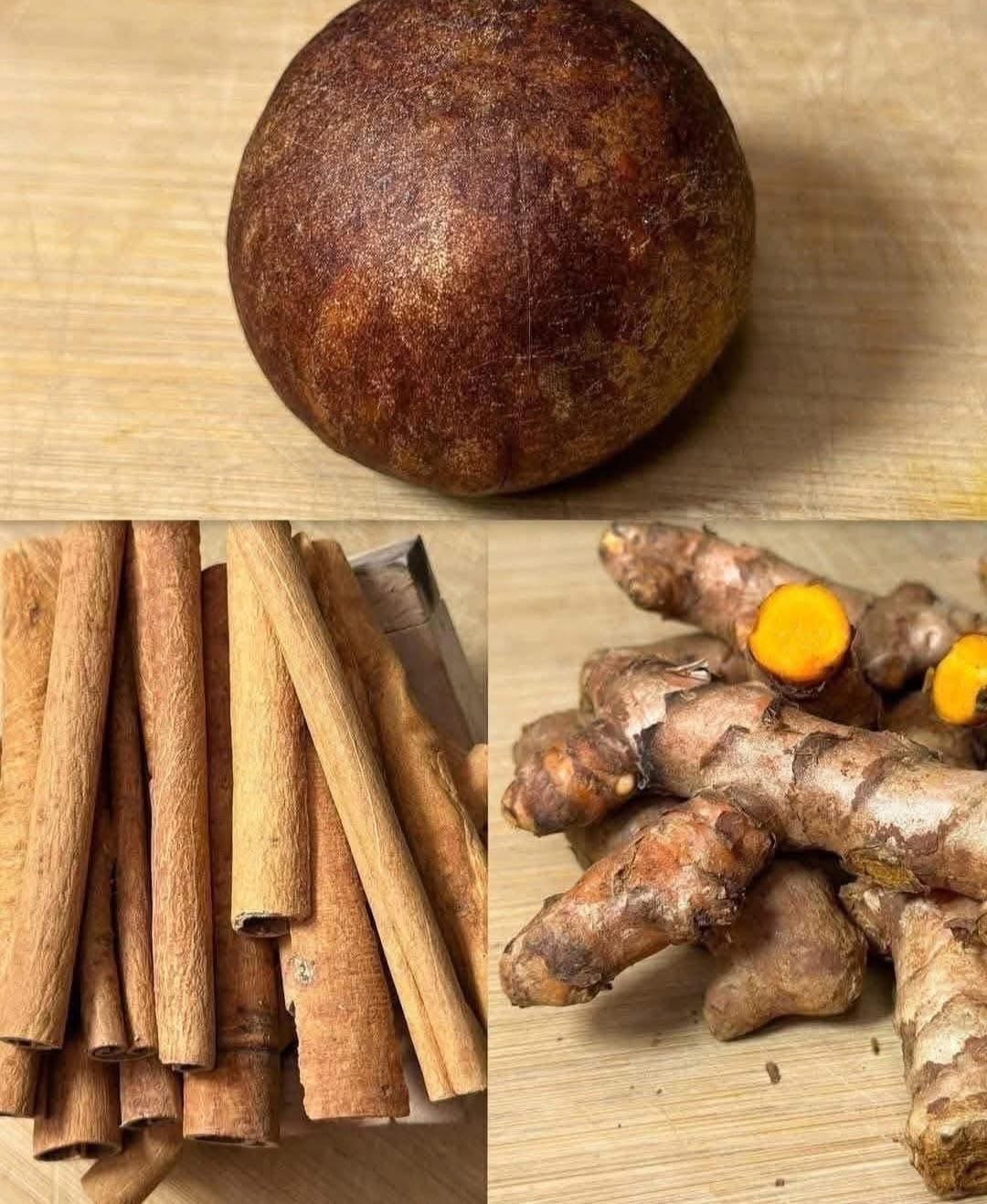 Ingredientes naturales: tamarindo, canela y cúrcuma fresca