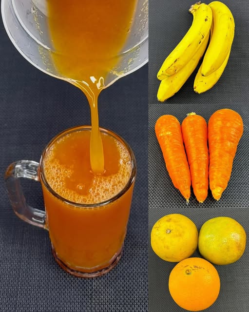 Batido natural de plátano, zanahoria y naranja