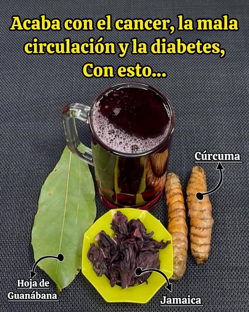 Ingredientes naturales: Hoja de Guanábana, Jamaica y Cúrcuma