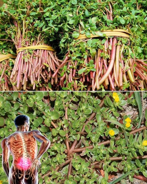 Verdolaga fresca en el jardín