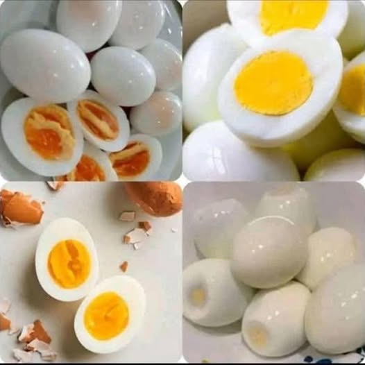 Huevos hervidos en diferentes etapas de cocción