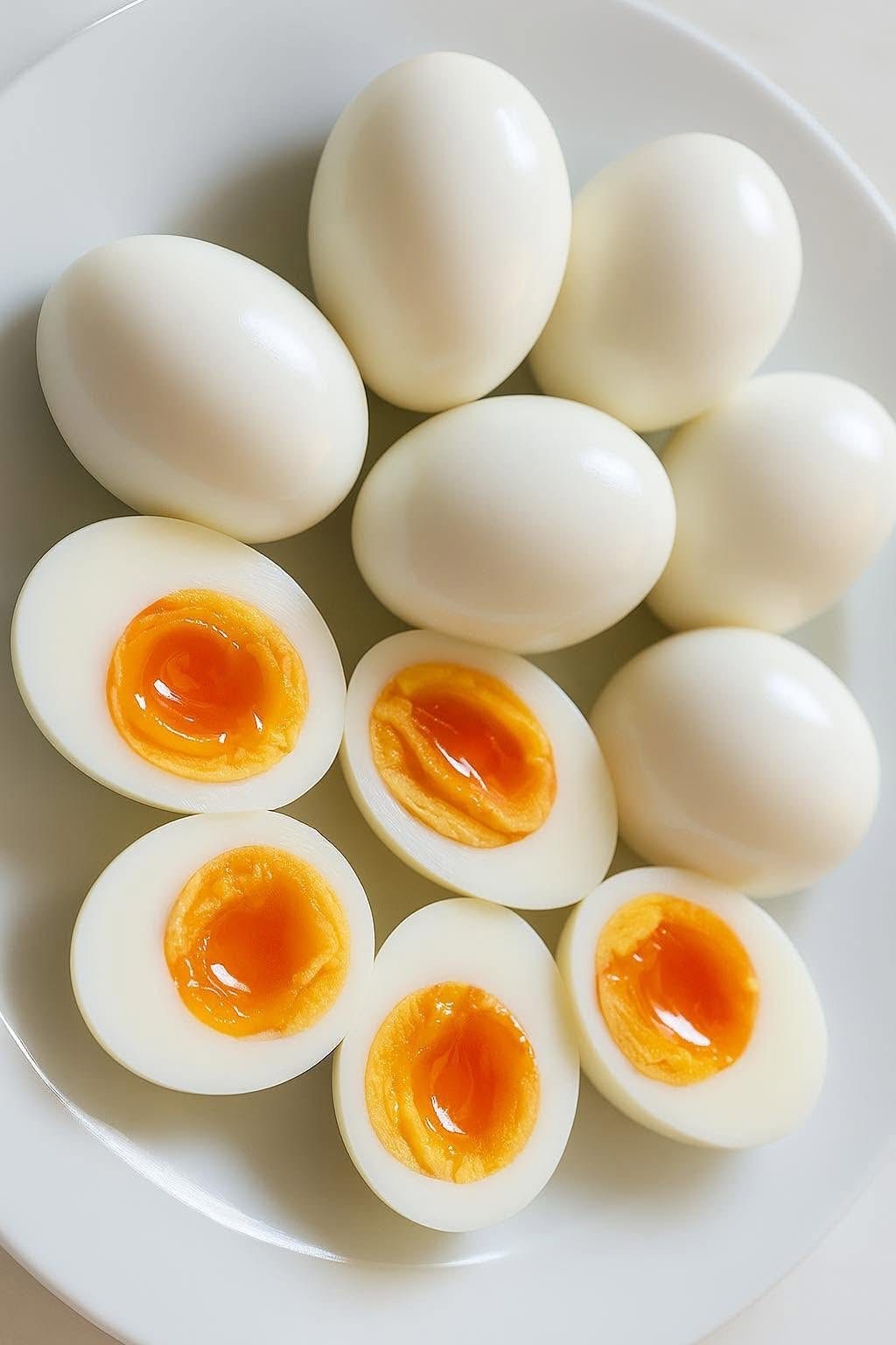 Huevos cocidos en un plato