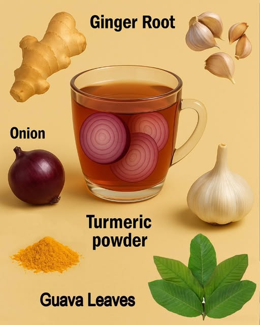 Ingredientes Naturales para Té: Ajo, Cúrcuma, Cebolla, Jengibre, Canela y Hojas de Guayaba