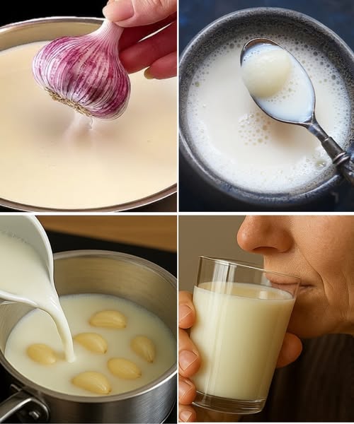 Proceso de preparación de ajo en leche