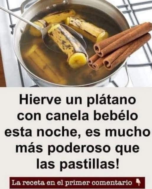 Plátano hervido con canela