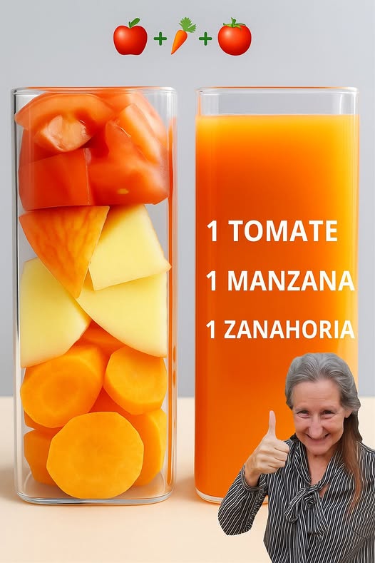 Jugo de tomate, zanahoria y manzana