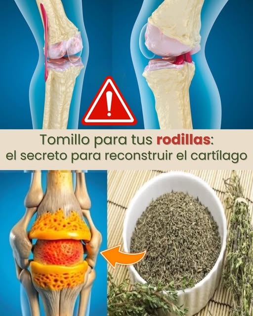 Ilustración de las articulaciones de la rodilla y el tomillo seco
