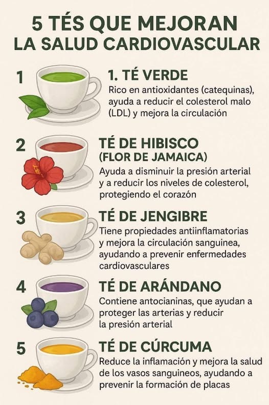 5 Tés que mejoran la salud cardiovascular