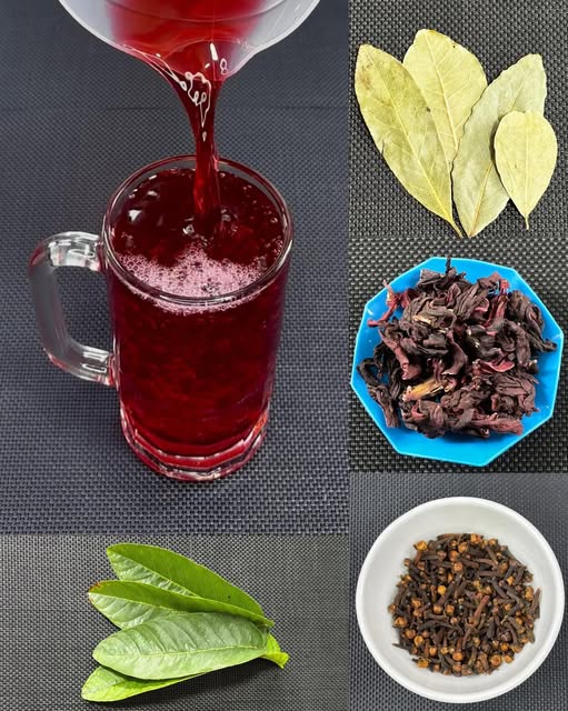 Bebida natural de hibisco y guayaba