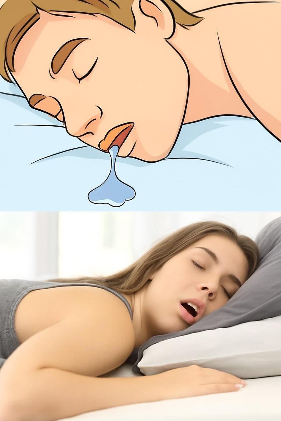 Persona durmiendo y babeando sobre la almohada