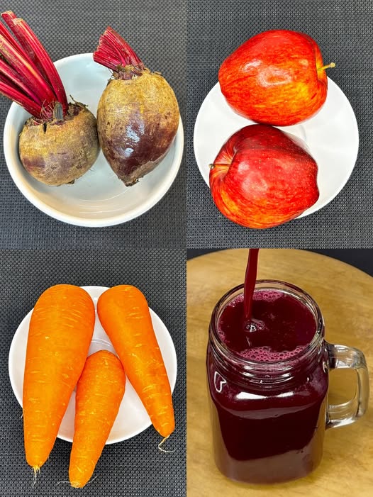 Ingredientes para jugo de remolacha, manzana y zanahoria