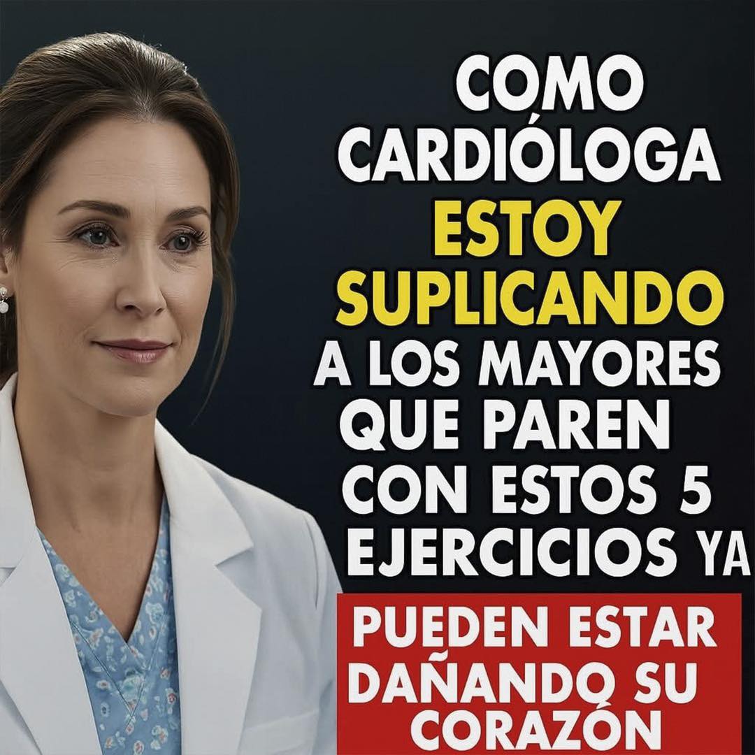 Cardióloga aconsejando a personas mayores sobre ejercicios peligrosos