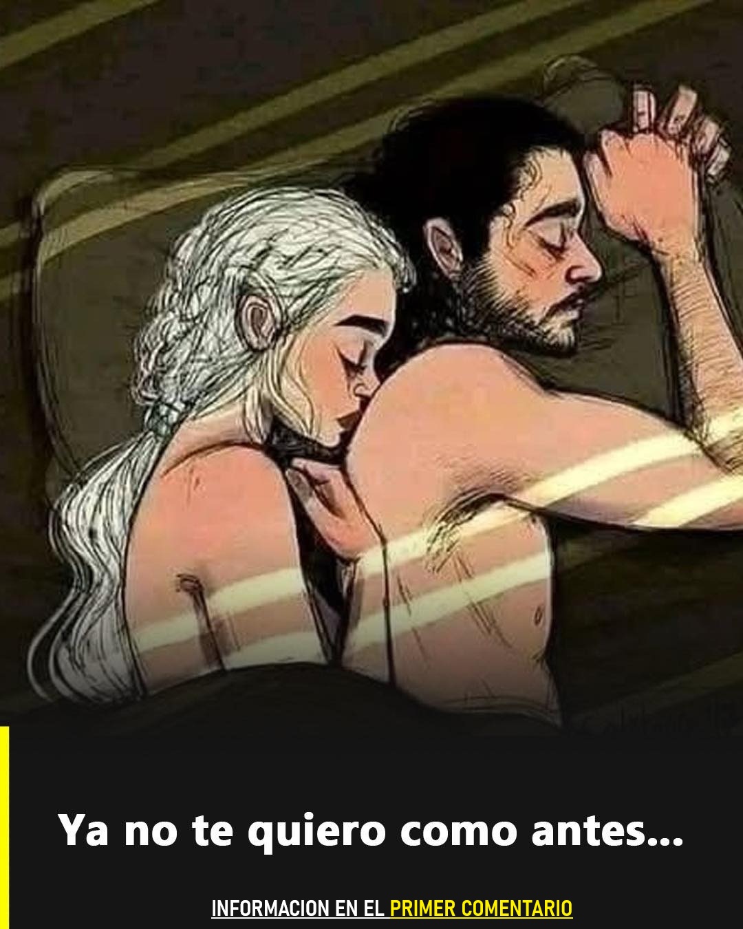 Ilustración de una pareja abrazándose en la cama
