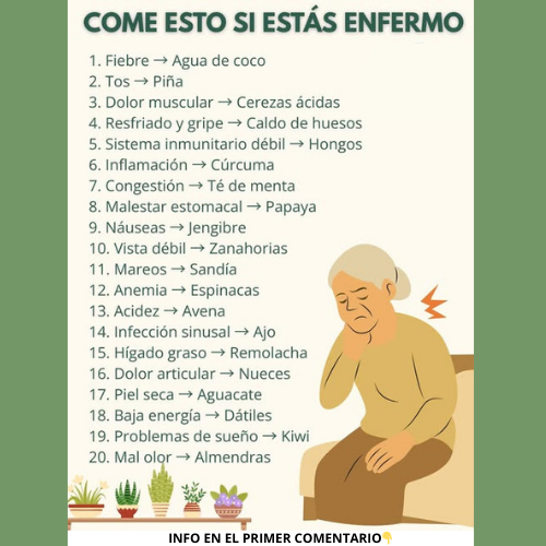 Infografía: Alimentos para aliviar síntomas de enfermedades