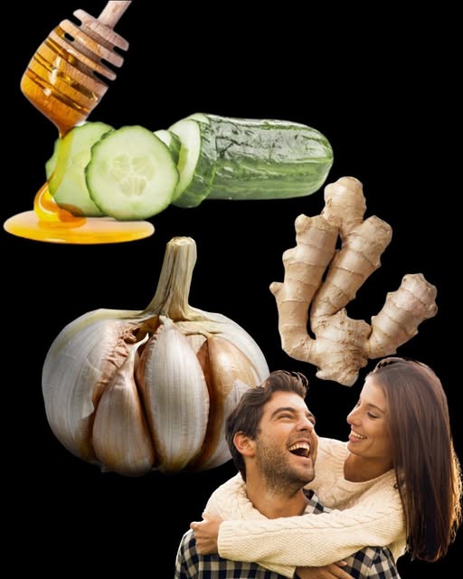 Ingredientes naturales: pepino, miel, ajo y jengibre