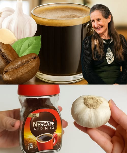 Café con ajo y granos de café