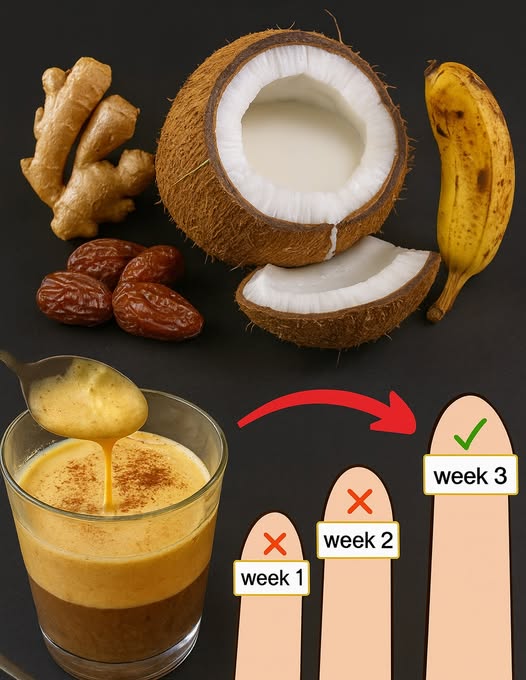 Batido de Coco, Plátano, Dátiles y Jengibre