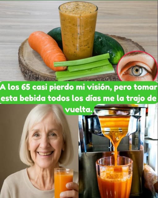 Bebida natural para mejorar la visión con zanahorias, pepino y apio