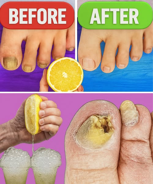 Antes y después del tratamiento con limón para hongos en las uñas