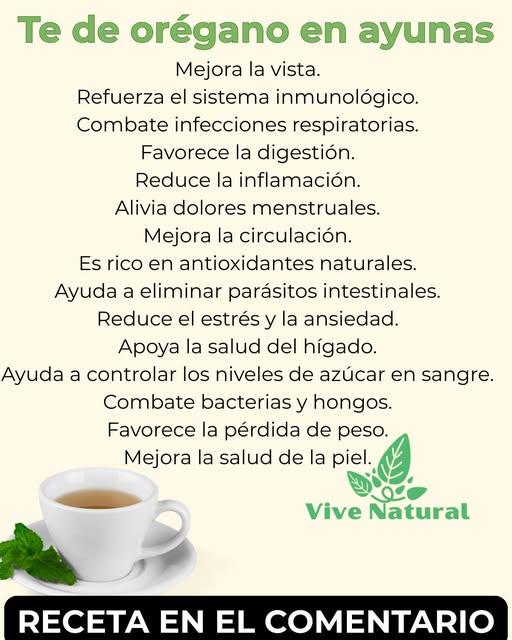 Taza de té de orégano y hojas frescas