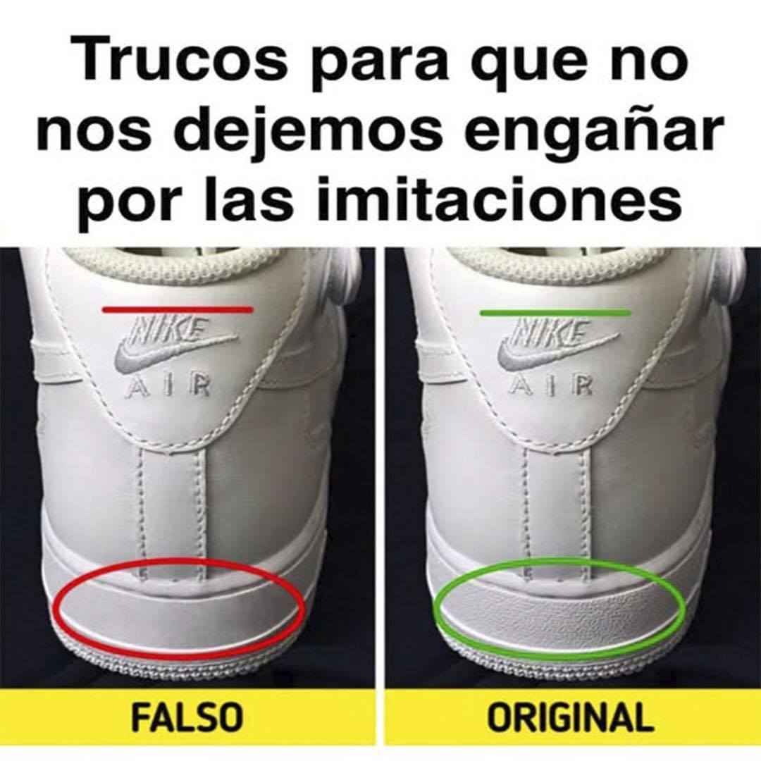 Comparación entre zapato deportivo falso y original