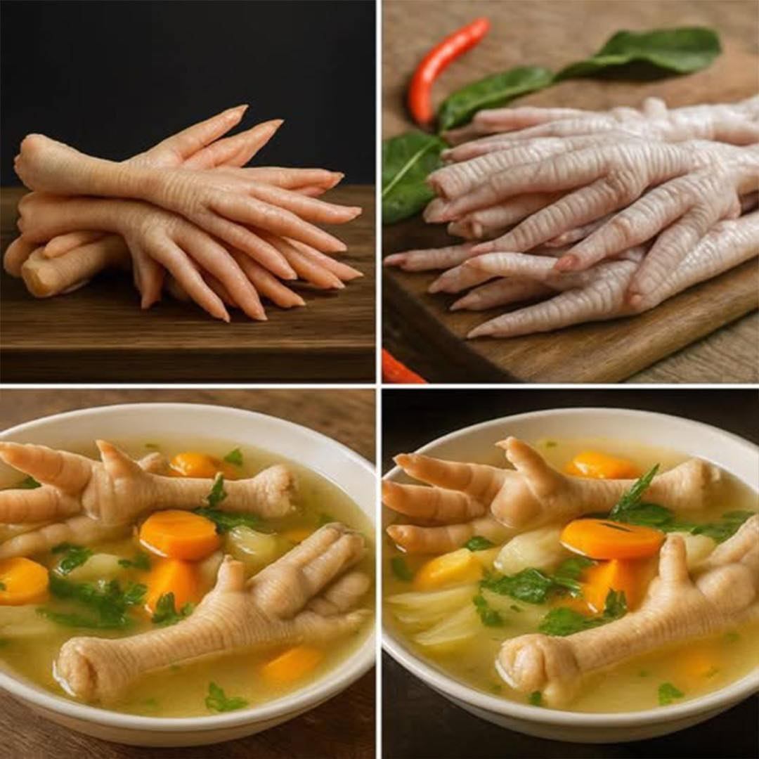 Patas de pollo en caldo