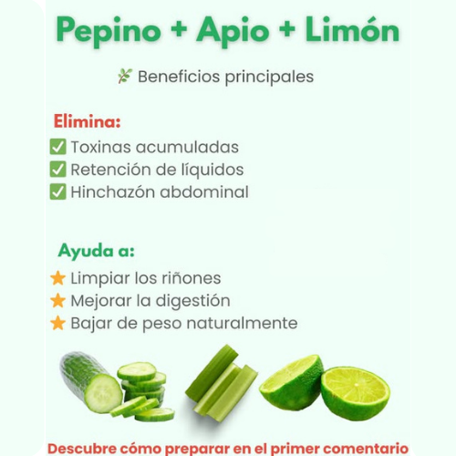 Beneficios del pepino, apio y limón