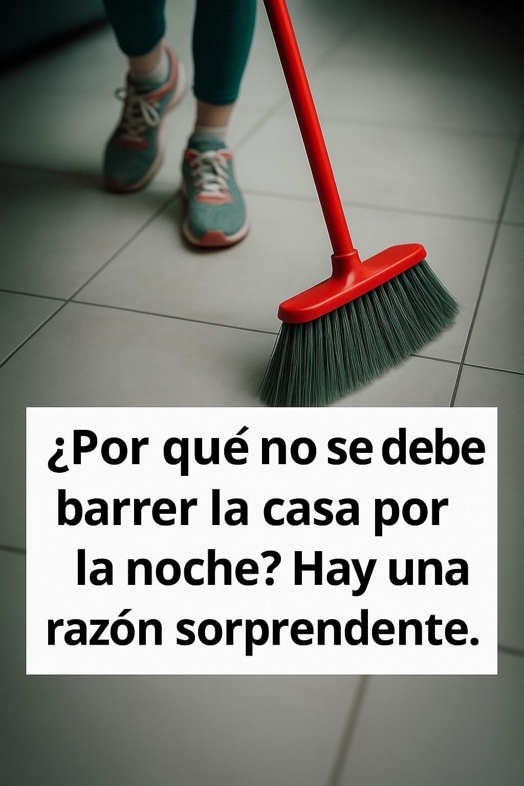 Persona barriendo de noche