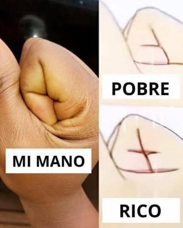 Manos cerradas en puño, una representando 'Pobre' y otra 'Rico'