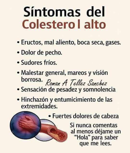Lista de síntomas asociados con el colesterol alto