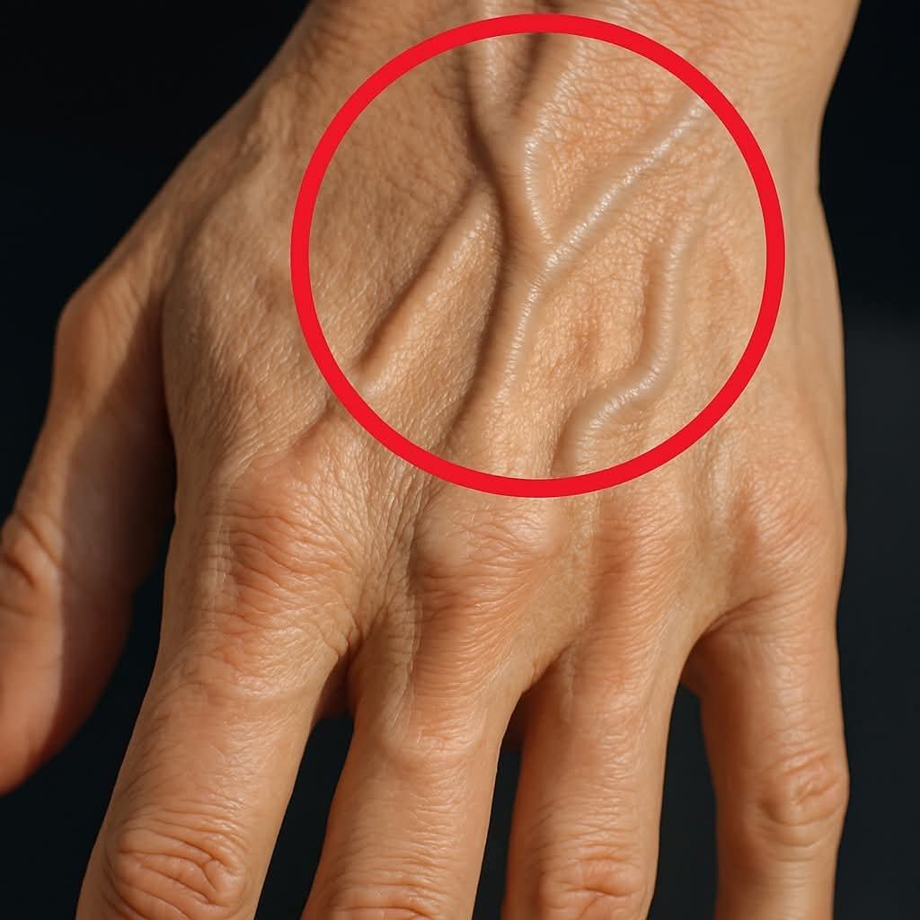 Piel con arrugas y venas visibles