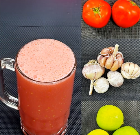 Bebida natural de tomate, ajo y limón