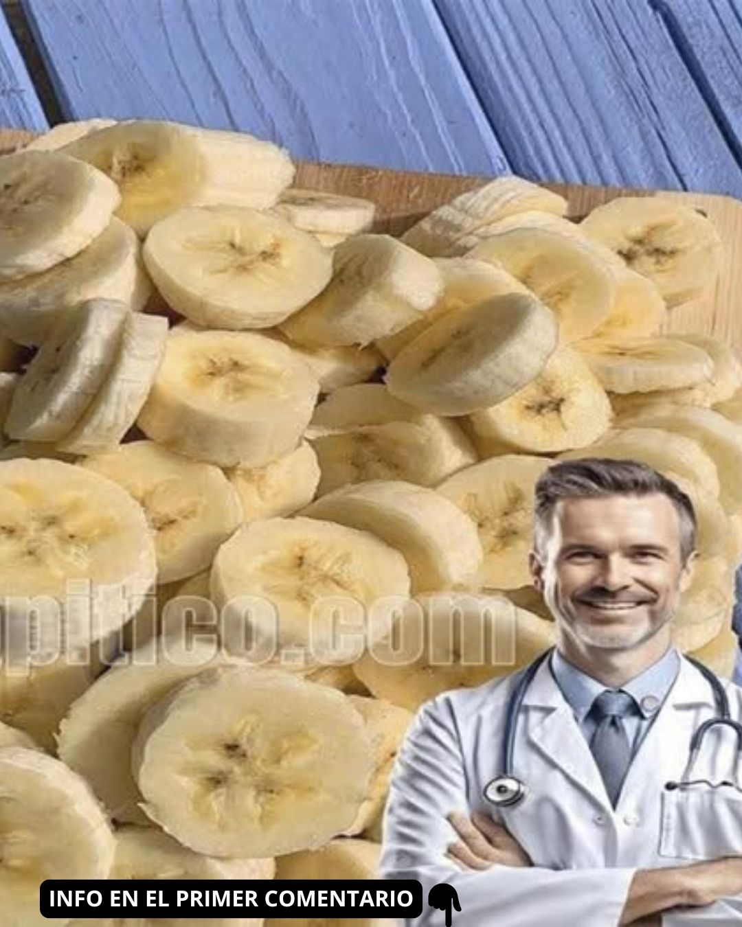 Rebanadas de plátano sobre una superficie