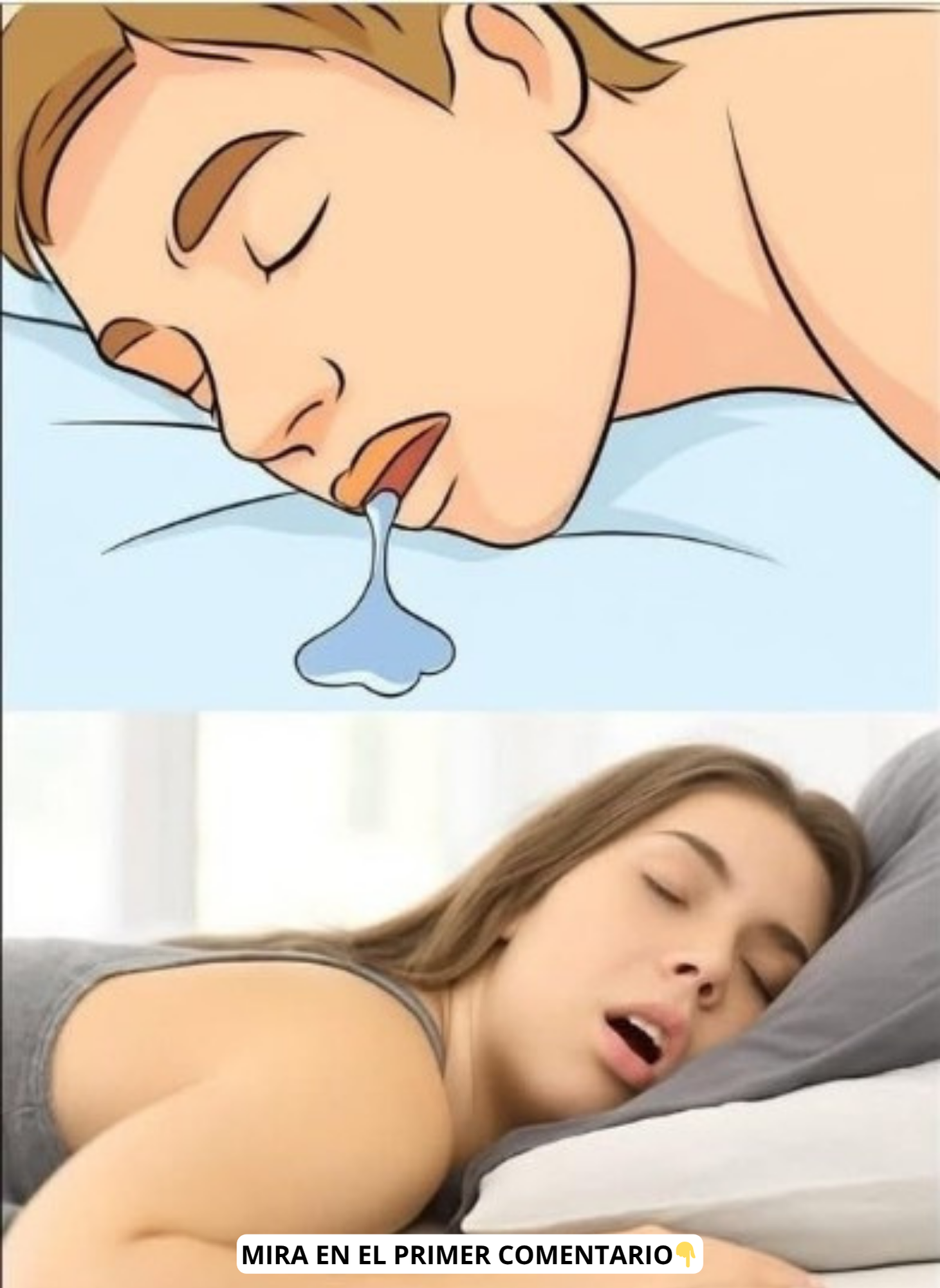 Persona durmiendo y babeando sobre la almohada
