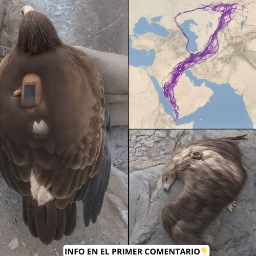 Un águila equipada con un dispositivo de rastreo