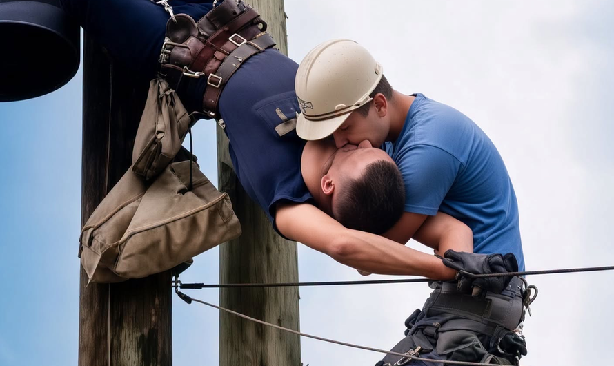 El beso que salvó una vida: la historia real del electricista que quedó suspendido de un poste
