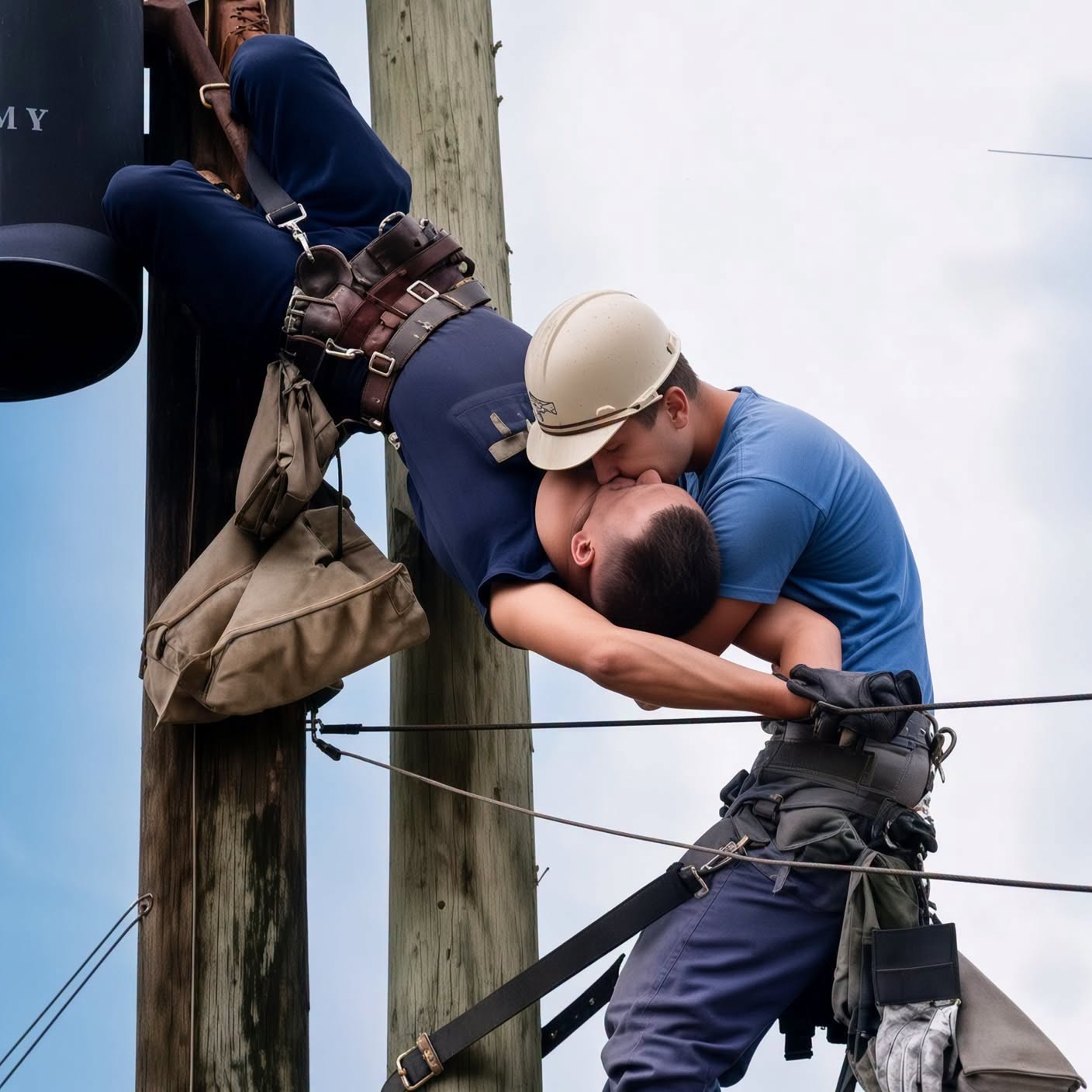 El beso que salvó una vida: la historia real del electricista que quedó suspendido de un poste