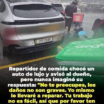 Repartidor choca un auto durante la lluvia: qué se sabe de la historia viral sobre la respuesta del dueño